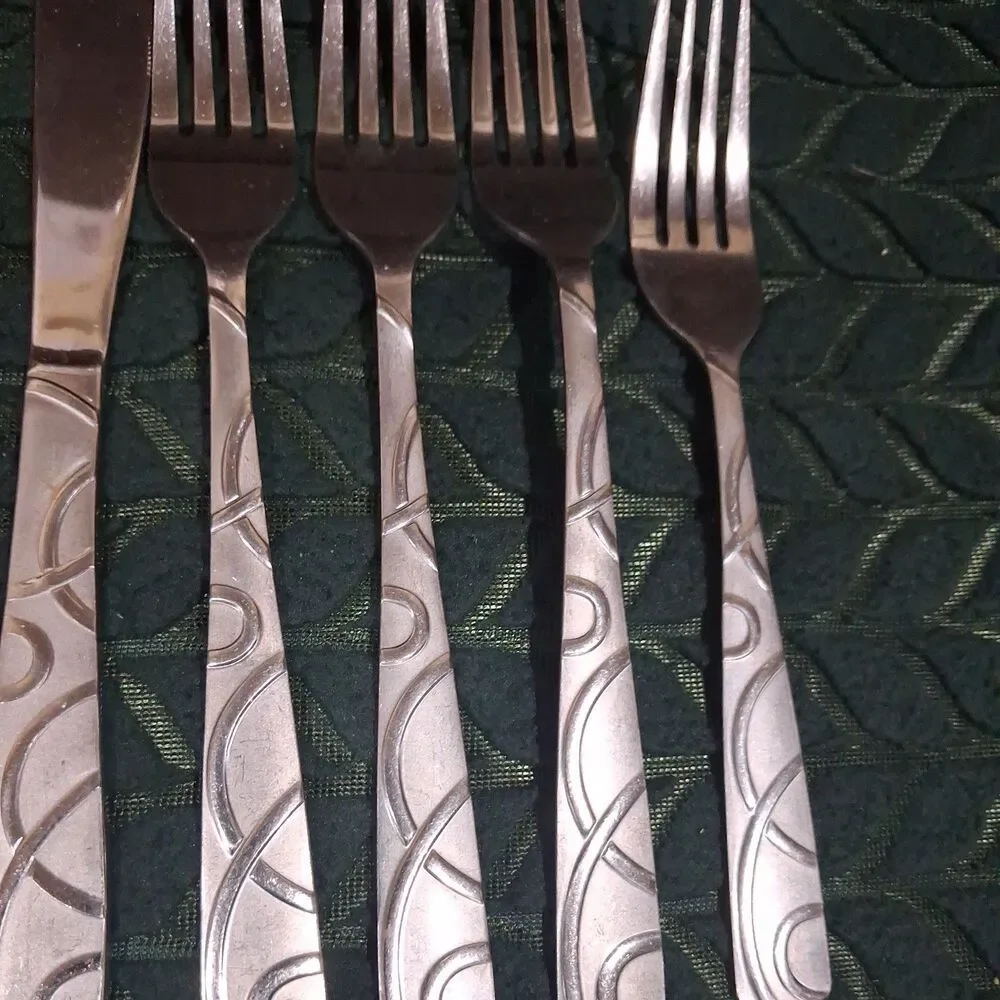 Cambridge CONQUEST Stainless Silverware Flatware Set Forks Knife Spoons * 5-pcs